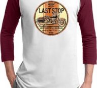 Mens Biker Shirt Last Stop Raglan Tee T-Shirt