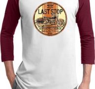 Mens Biker Shirt Last Stop Raglan Tee T-Shirt