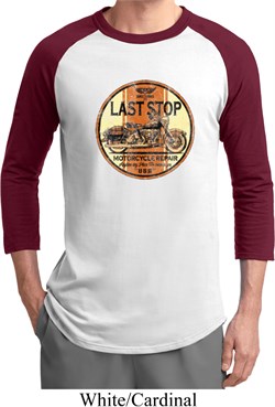 Mens Biker Shirt Last Stop Raglan Tee T-Shirt