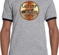 Mens Biker Shirt Last Stop Ringer Tee T-Shirt