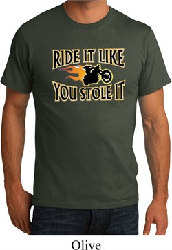 Mens Biker Shirt Ride It Like You Stole It Organic Tee T-Shirt