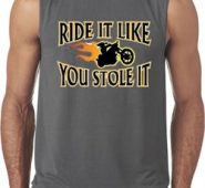 Mens Biker Shirt Ride It Like You Stole It Sleeveless Tee T-Shirt