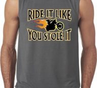 Mens Biker Shirt Ride It Like You Stole It Sleeveless Tee T-Shirt