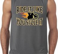 Mens Biker Shirt Ride It Like You Stole It Sleeveless Tee T-Shirt