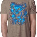 Mens Biker Shirt Screaming Blue Skulls Burnout Tee T-Shirt