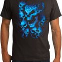 Mens Biker Shirt Screaming Blue Skulls Organic Tee T-Shirt