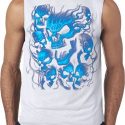 Mens Biker Shirt Screaming Blue Skulls Sleeveless Tee T-Shirt