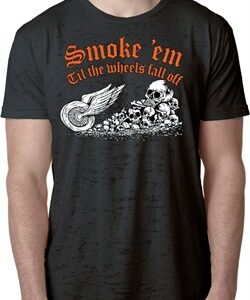 Mens Biker Shirt Smoke Em Burnout Tee T-Shirt