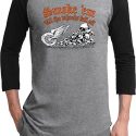 Mens Biker Shirt Smoke Em Raglan Tee T-Shirt