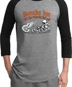 Mens Biker Shirt Smoke Em Raglan Tee T-Shirt