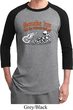 Mens Biker Shirt Smoke Em Raglan Tee T-Shirt