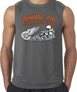 Mens Biker Shirt Smoke Em Sleeveless Tee T-Shirt