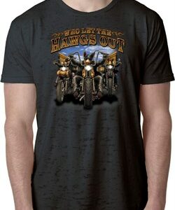 Mens Biker Shirt Who Let The Hawgs Out Burnout Tee T-Shirt