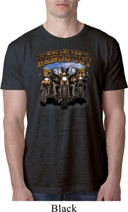 Mens Biker Shirt Who Let The Hawgs Out Burnout Tee T-Shirt