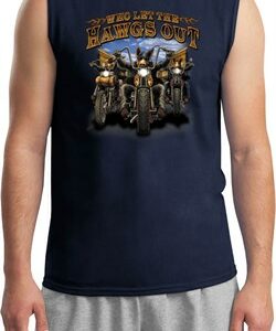 Mens Biker Shirt Who Let The Hawgs Out Muscle Tee T-Shirt