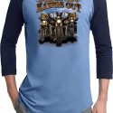 Mens Biker Shirt Who Let The Hawgs Out Raglan Tee T-Shirt