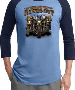 Mens Biker Shirt Who Let The Hawgs Out Raglan Tee T-Shirt