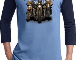 Mens Biker Shirt Who Let The Hawgs Out Raglan Tee T-Shirt