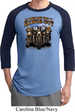 Mens Biker Shirt Who Let The Hawgs Out Raglan Tee T-Shirt