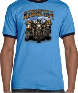 Mens Biker Shirt Who Let The Hawgs Out Ringer Tee T-Shirt