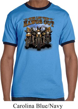 Mens Biker Shirt Who Let The Hawgs Out Ringer Tee T-Shirt