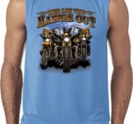 Mens Biker Shirt Who Let The Hawgs Out Sleeveless Tee T-Shirt