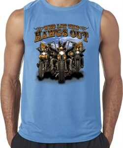 Mens Biker Shirt Who Let The Hawgs Out Sleeveless Tee T-Shirt