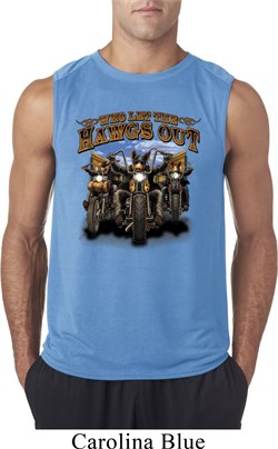 Mens Biker Shirt Who Let The Hawgs Out Sleeveless Tee T-Shirt