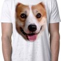 Mens Corgi Shirt Big Corgi Face White Burnout T-Shirt