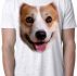 Mens Corgi Shirt Big Corgi Face White Burnout T-Shirt