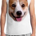 Mens Corgi Shirt Big Corgi Face White Muscle Tee T-Shirt