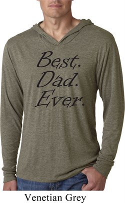 Mens Dad Shirt Best Dad Ever Black Print Lightweight Hoodie T-Shirt