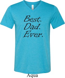 Mens Dad Shirt Best Dad Ever Black Print Tri Blend V-neck Tee T-Shirt