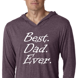 Mens Dad Shirt Best Dad Ever White Print Lightweight Hoodie Tee