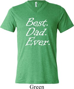 Mens Dad Shirt Best Dad Ever White Print Tri Blend V-neck Tee T-Shirt