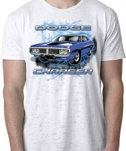 Mens Dodge Shirt Blue Dodge Charger Burnout Tee T-Shirt