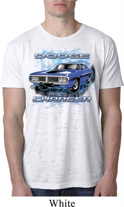 Mens Dodge Shirt Blue Dodge Charger Burnout Tee T-Shirt