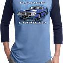 Mens Dodge Shirt Blue Dodge Charger Raglan Tee T-Shirt