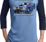 Mens Dodge Shirt Blue Dodge Charger Raglan Tee T-Shirt