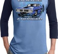 Mens Dodge Shirt Blue Dodge Charger Raglan Tee T-Shirt