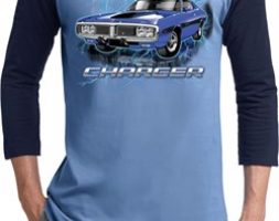 Mens Dodge Shirt Blue Dodge Charger Raglan Tee T-Shirt