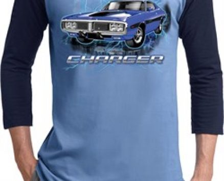 Mens Dodge Shirt Blue Dodge Charger Raglan Tee T-Shirt