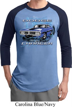 Mens Dodge Shirt Blue Dodge Charger Raglan Tee T-Shirt