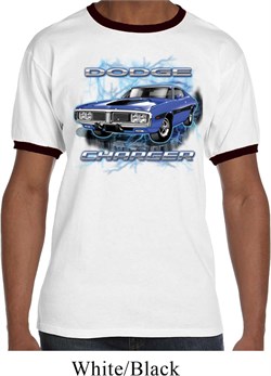 Mens Dodge Shirt Blue Dodge Charger Ringer Tee T-Shirt