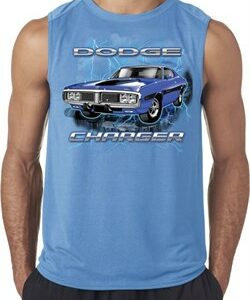 Mens Dodge Shirt Blue Dodge Charger Sleeveless Tee T-Shirt