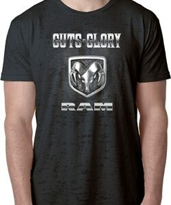 Mens Dodge Shirt Guts and Glory Ram Logo Burnout Tee T-Shirt