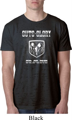 Mens Dodge Shirt Guts and Glory Ram Logo Burnout Tee T-Shirt