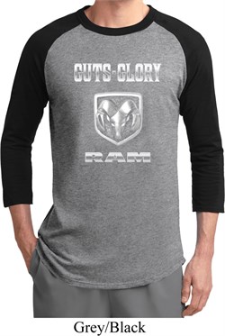 Mens Dodge Shirt Guts and Glory Ram Logo Raglan Tee T-Shirt