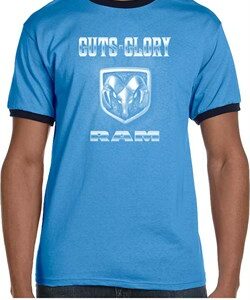 Mens Dodge Shirt Guts and Glory Ram Logo Ringer Tee T-Shirt