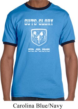 Mens Dodge Shirt Guts and Glory Ram Logo Ringer Tee T-Shirt